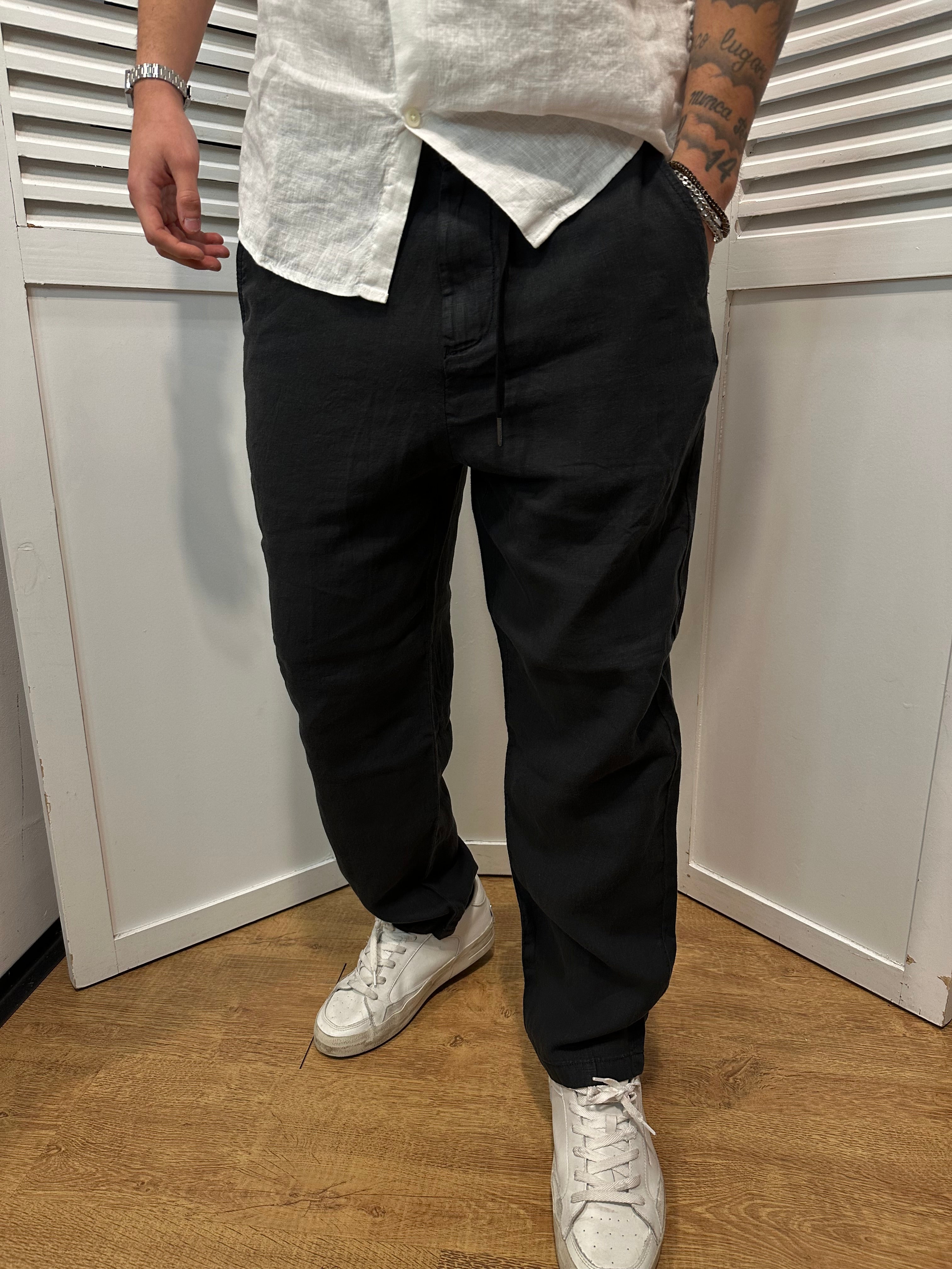 Pantalone coulisse in lino selected