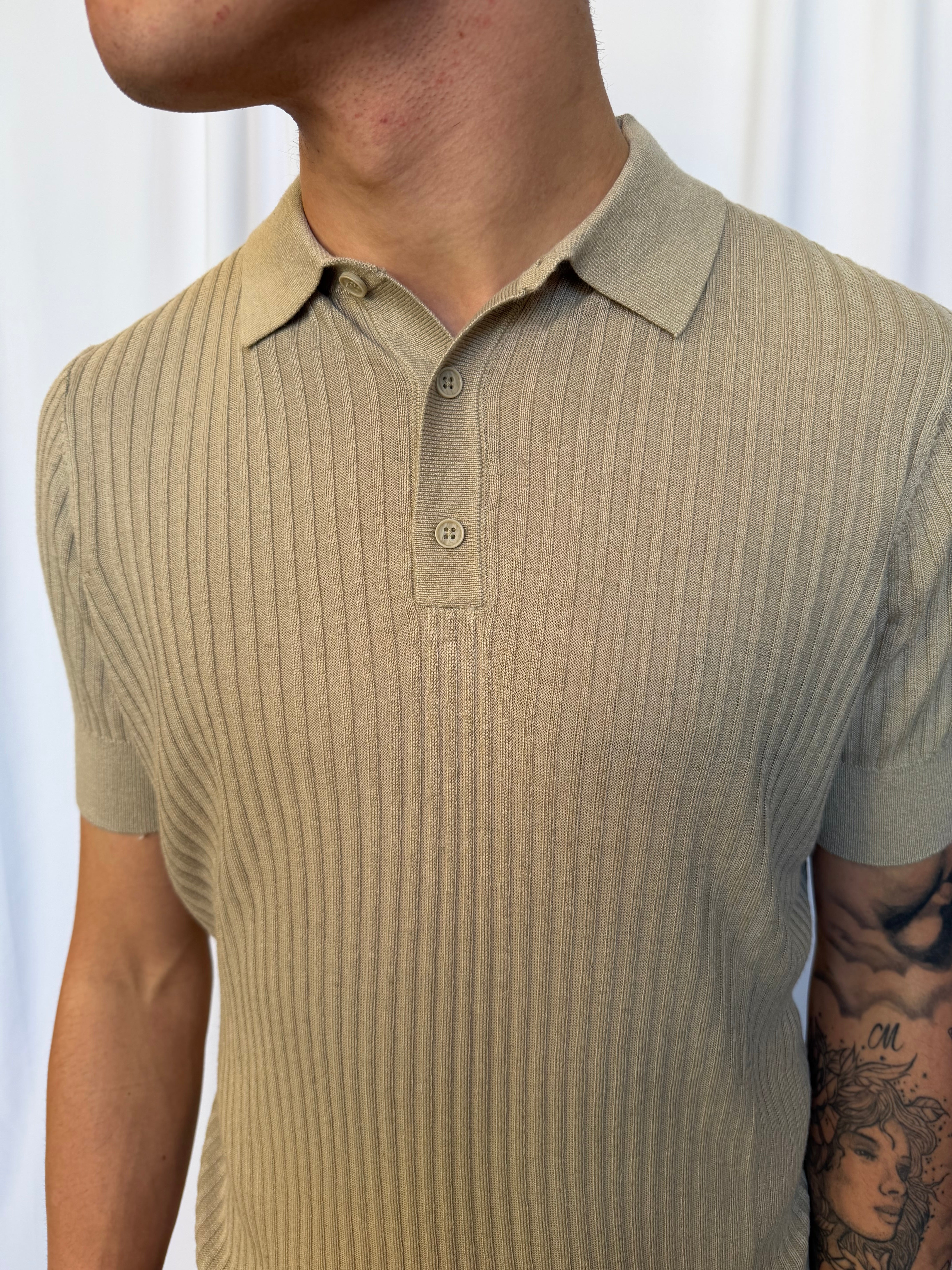Polo basica rigata sabbia Morato
