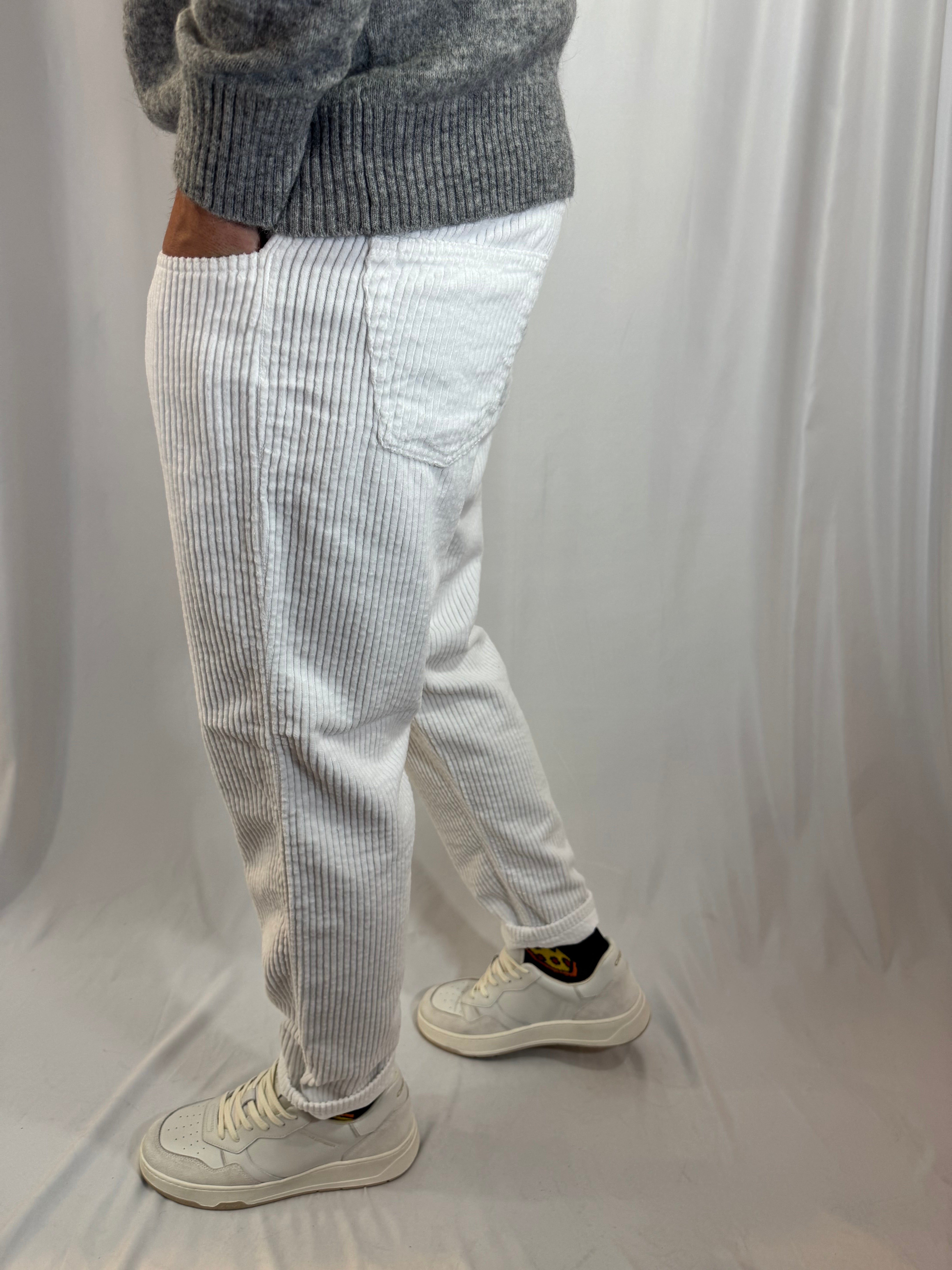 PANTALONE VELLUTO PONT CROPPED BIANCO