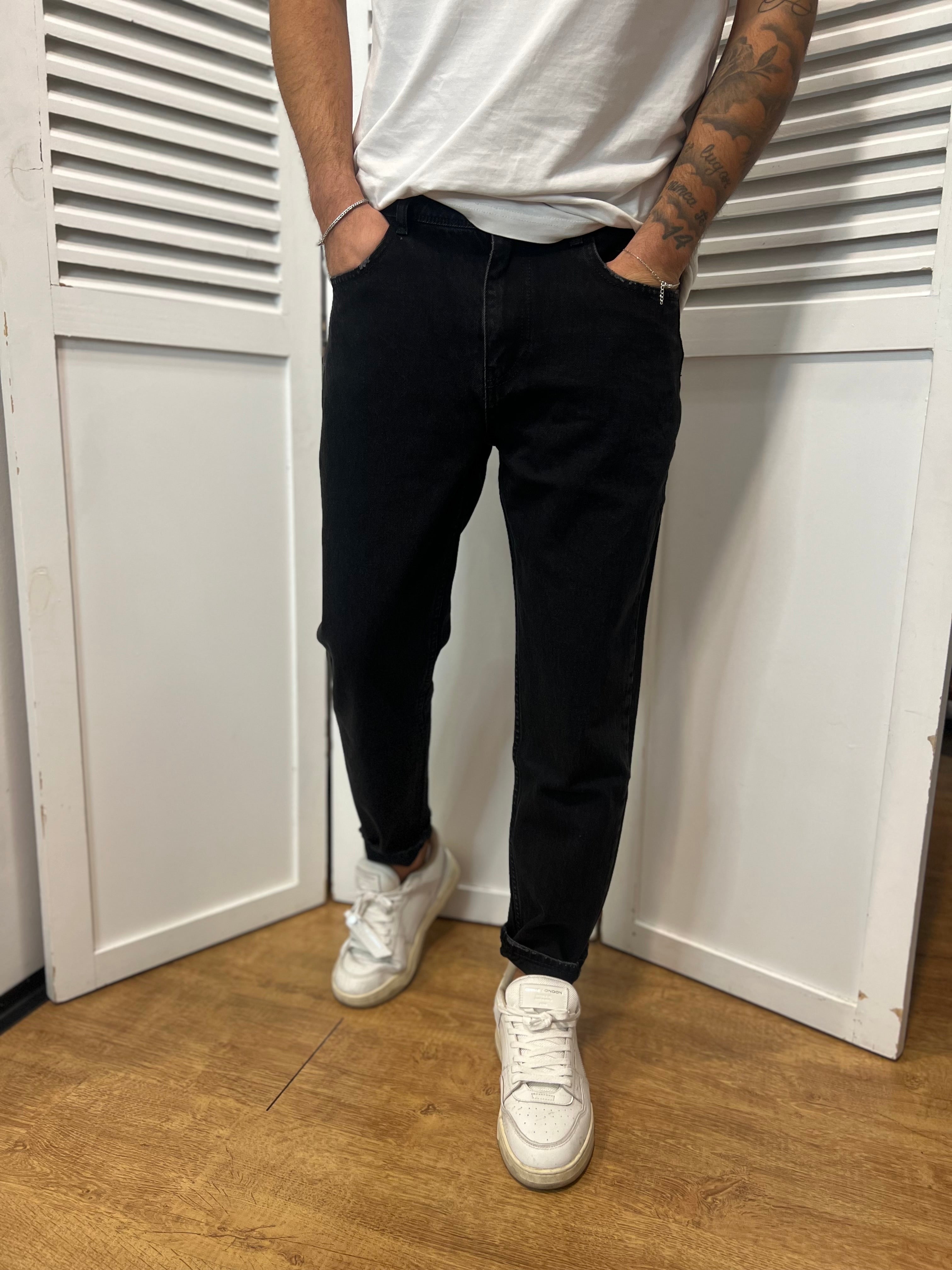 JEANS YELLOWSTONE CROPPED NERO PONT