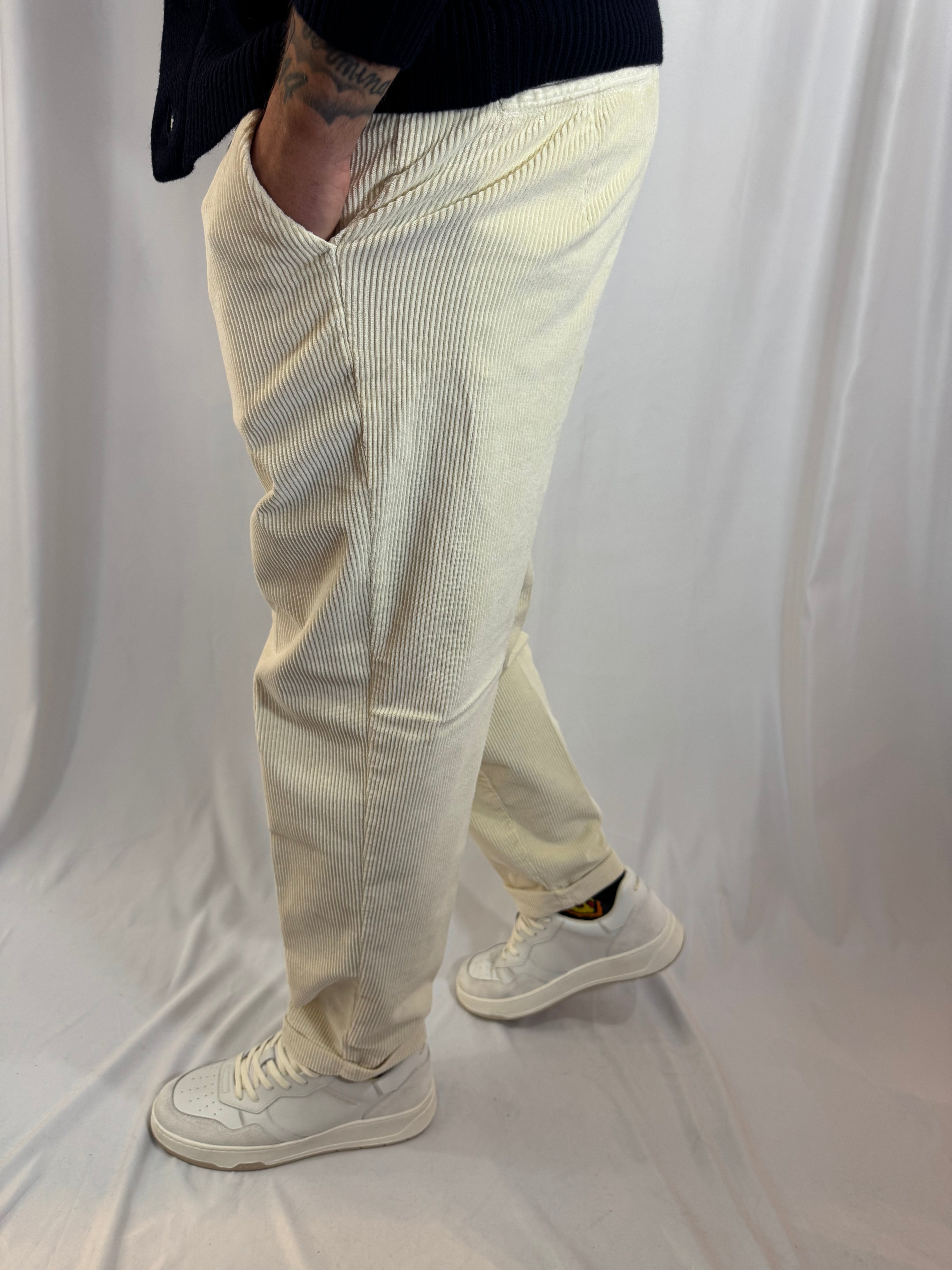 CHINOS VELLUTO PANNA GIANNI LUPO