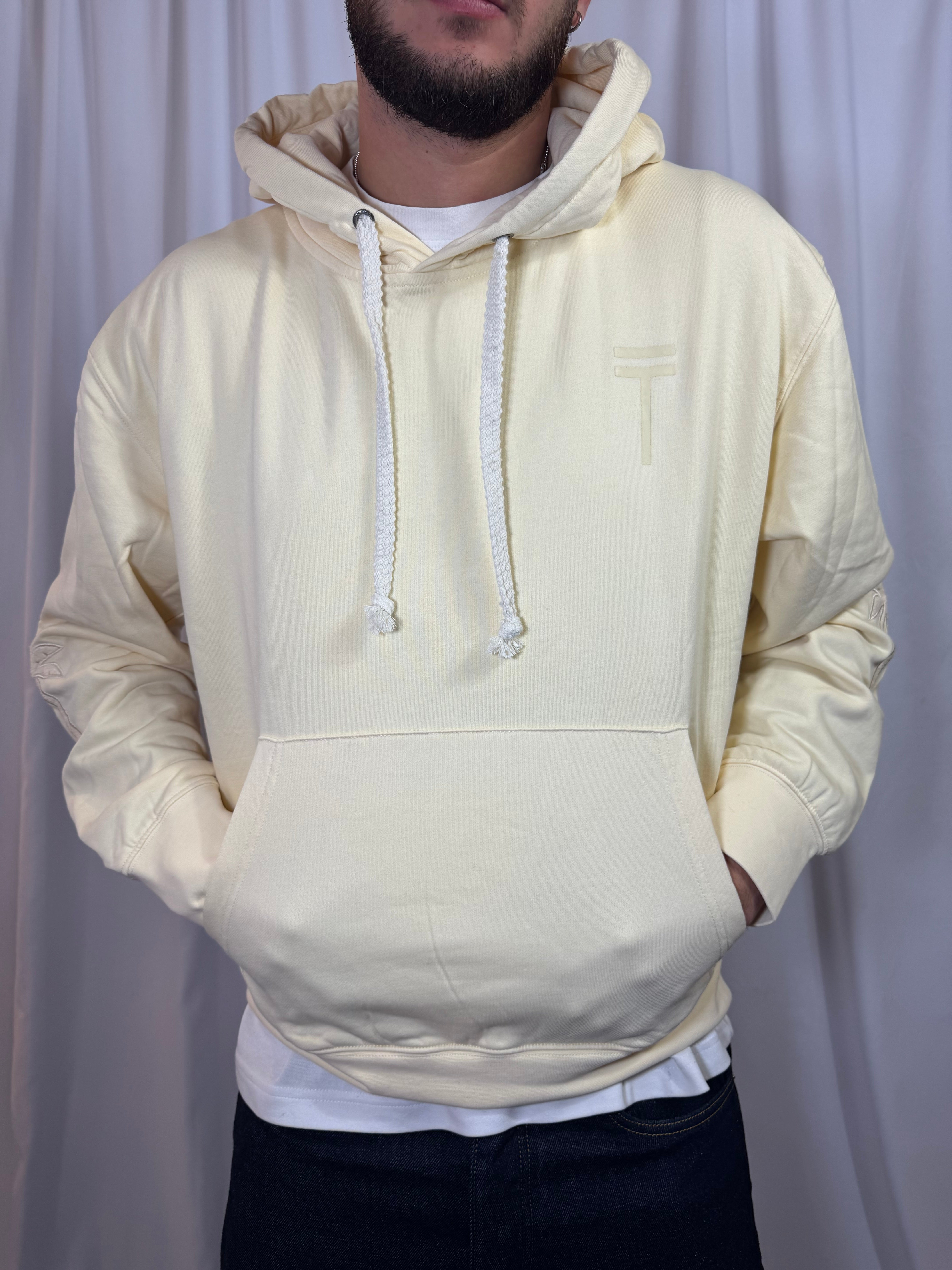 FELPA CON CAPPUCCIO FEZ CREMA TOOCO