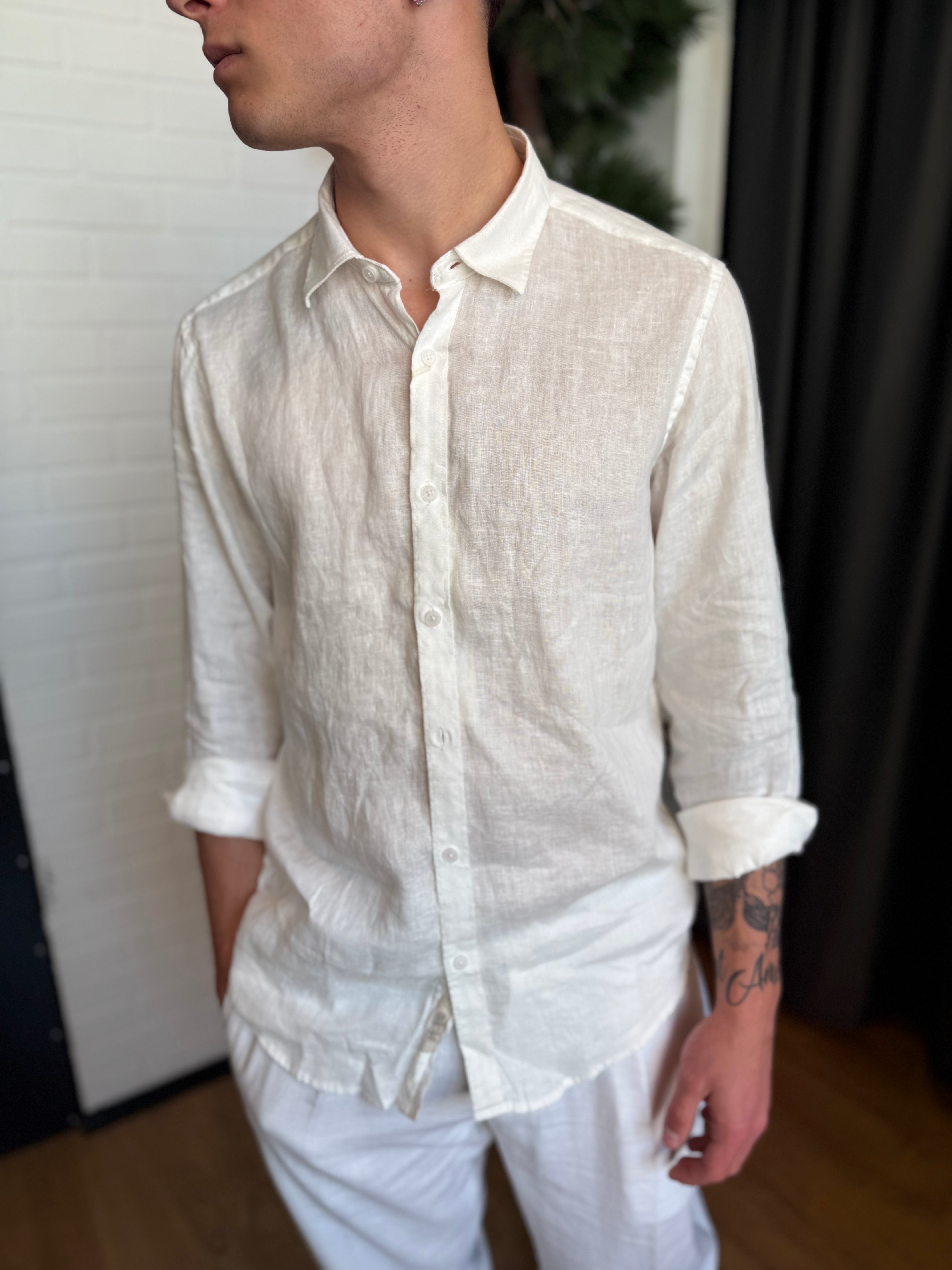 CAMICIA IN LINO TINTA UNITA (COLORI)