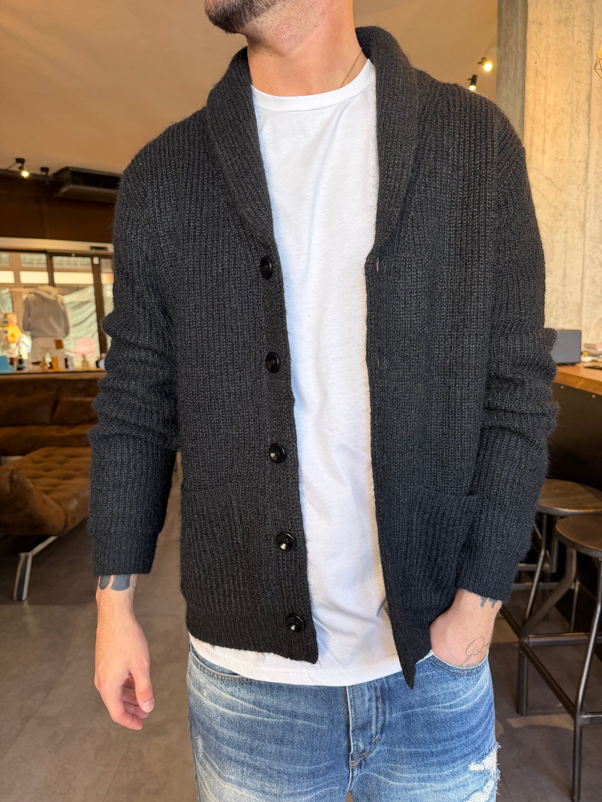 Cardigan con collo a scialle Tooco