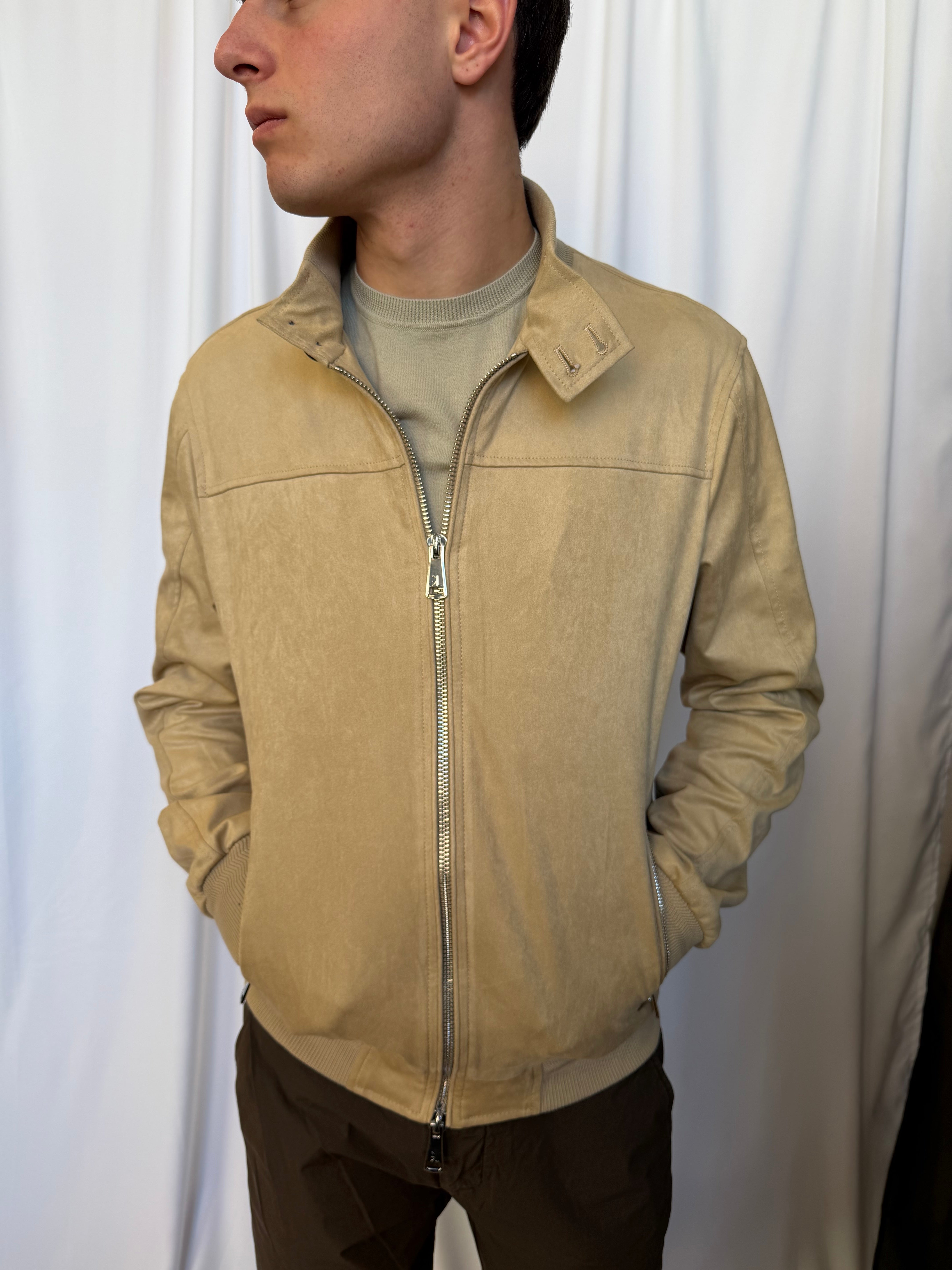 Bomber scamosciato beige Gianni Lupo