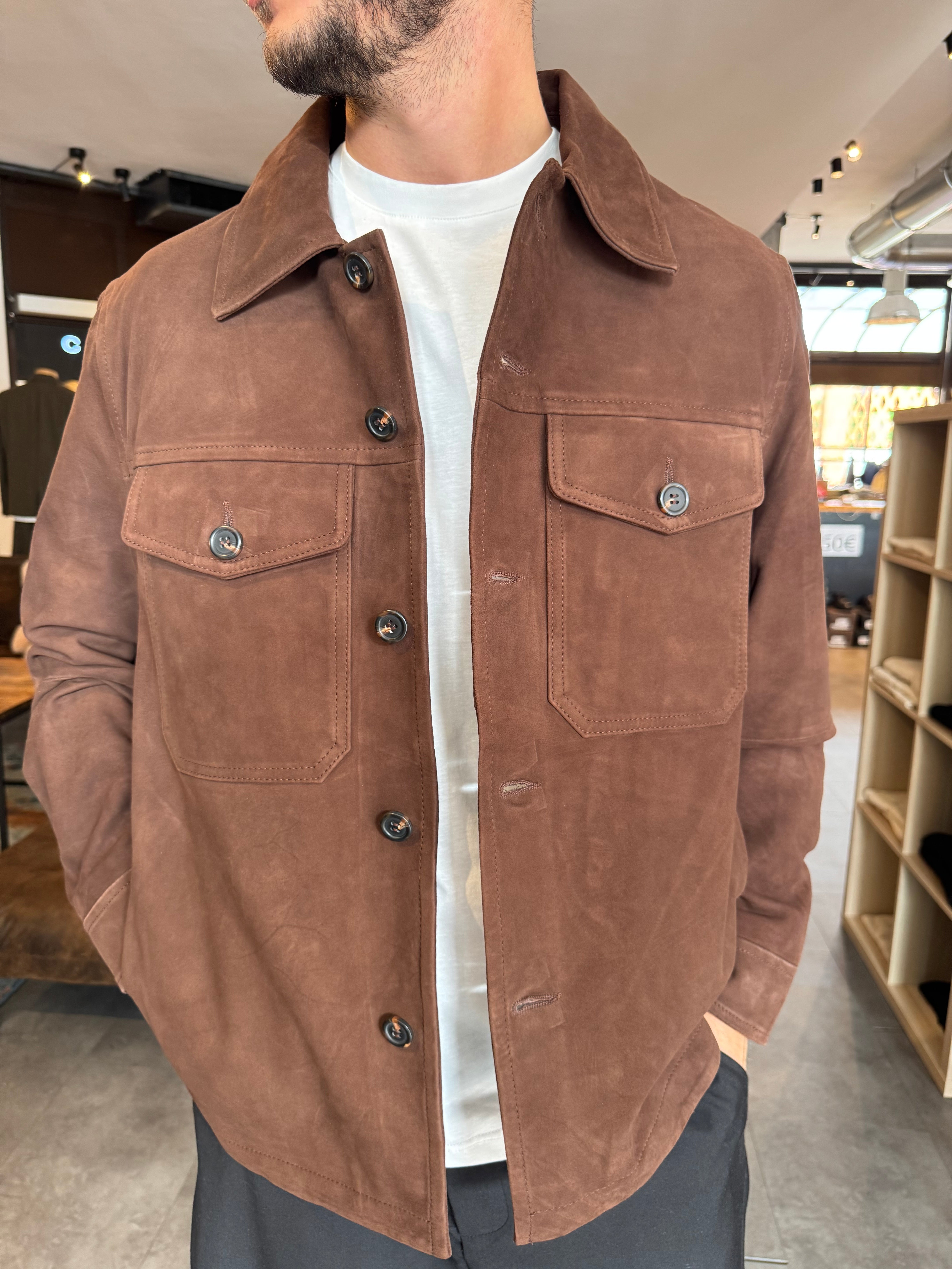 OVERSHIRT IN SUEDE MARRONE SELECTED
