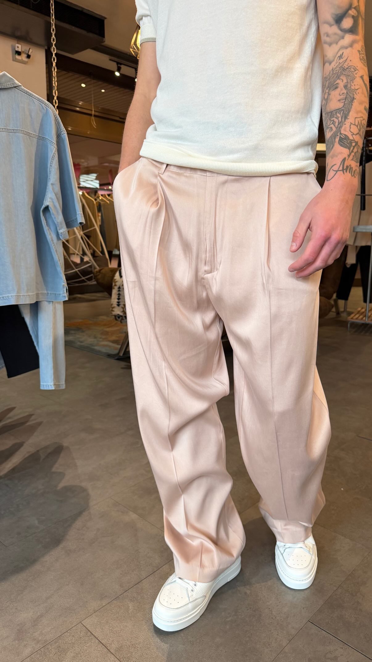 Pantalone a palazzo rosa antico