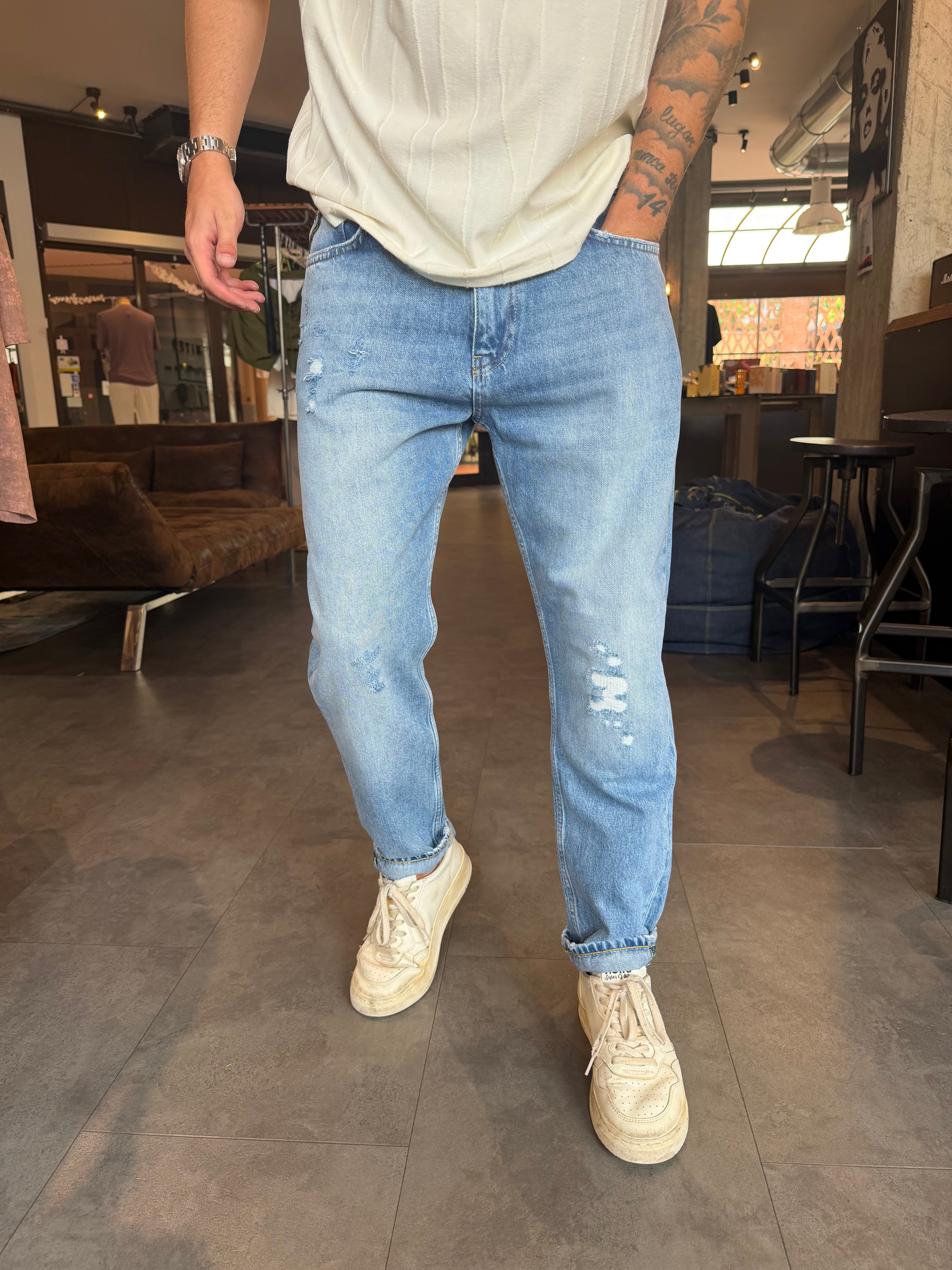 Jeans Yellowstone lav. chiaro con abrasioni Pont Denim