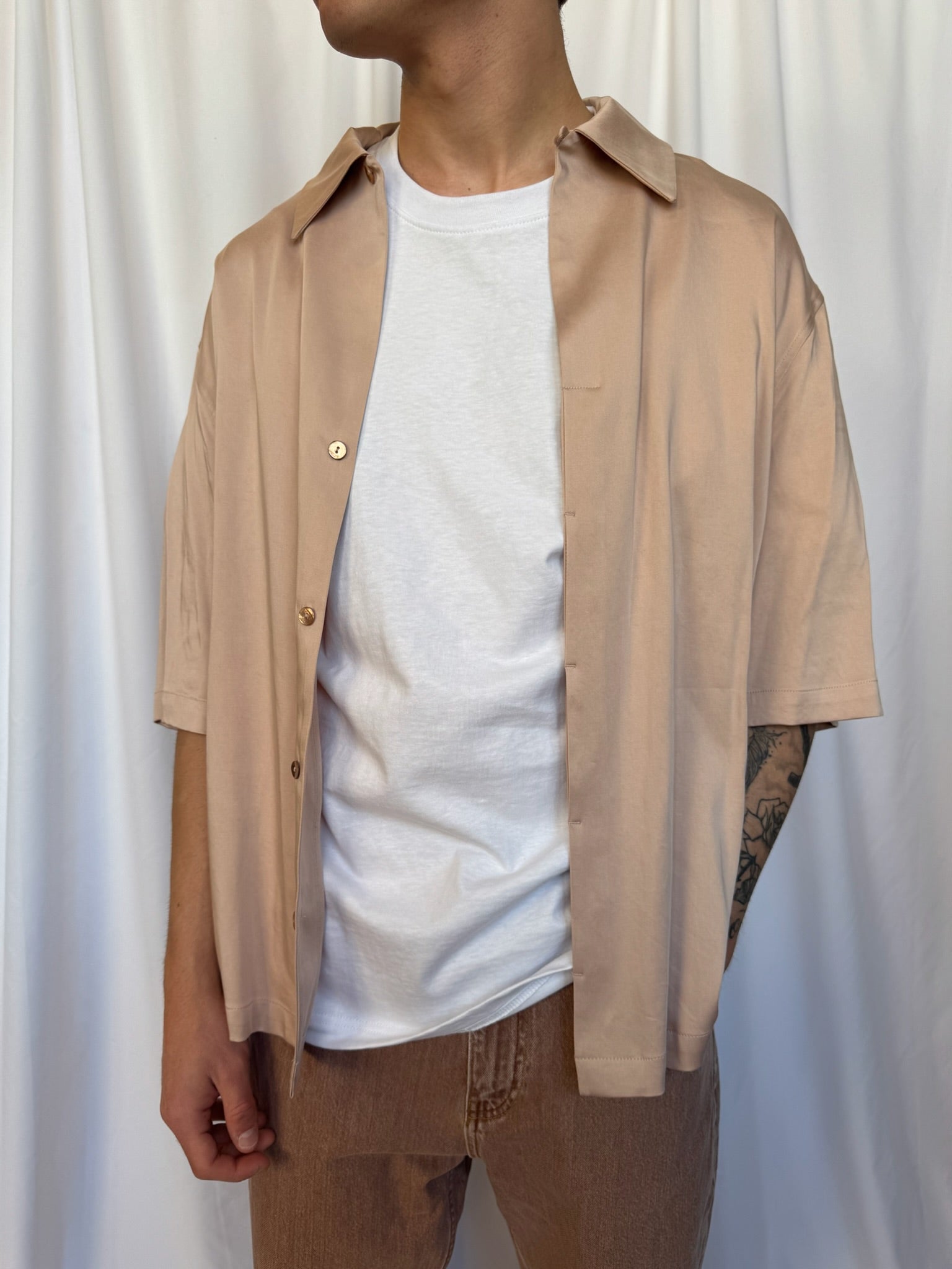 Camicione in raso rosa antico