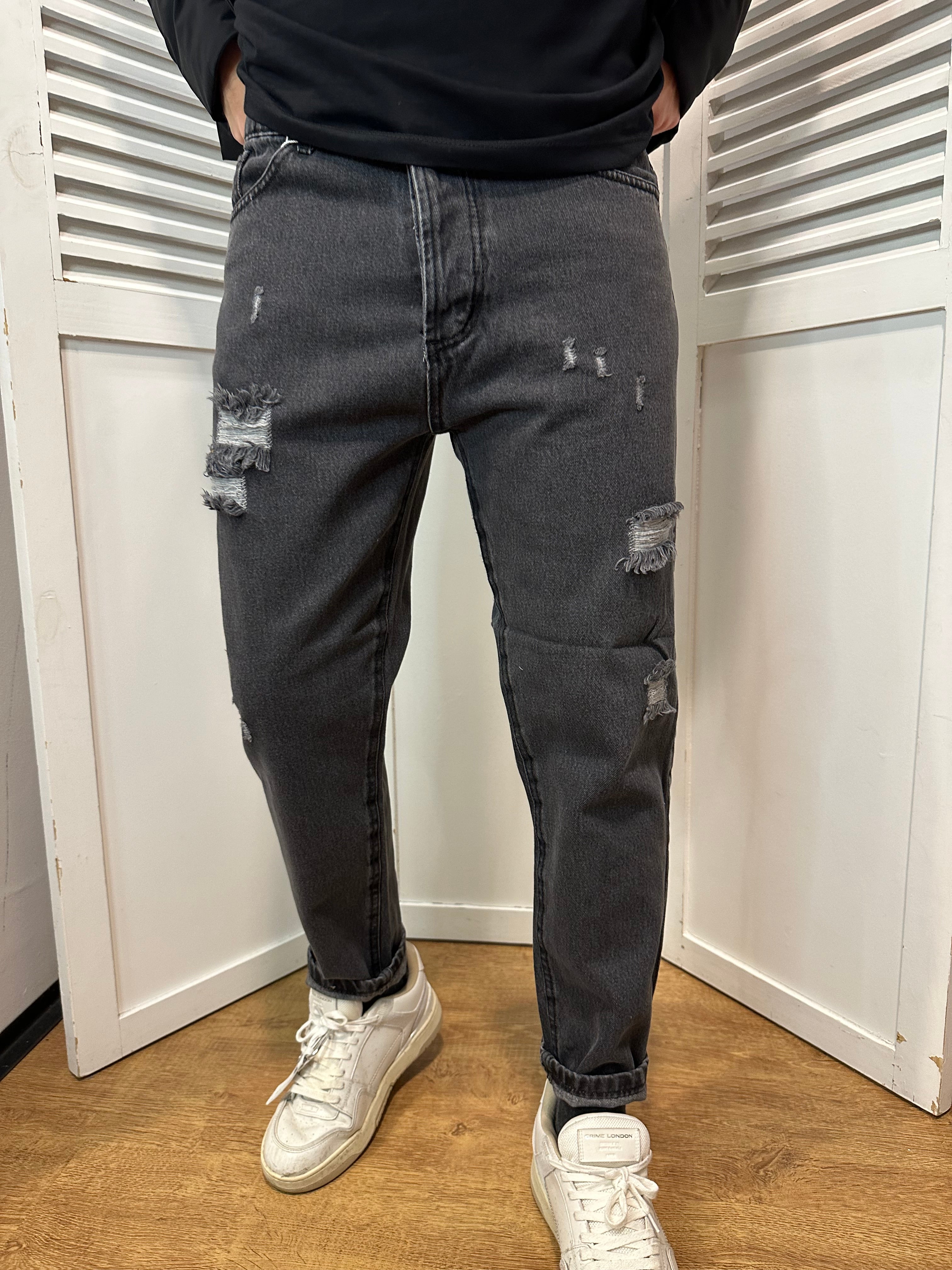 Jeans grigio rotture kutter