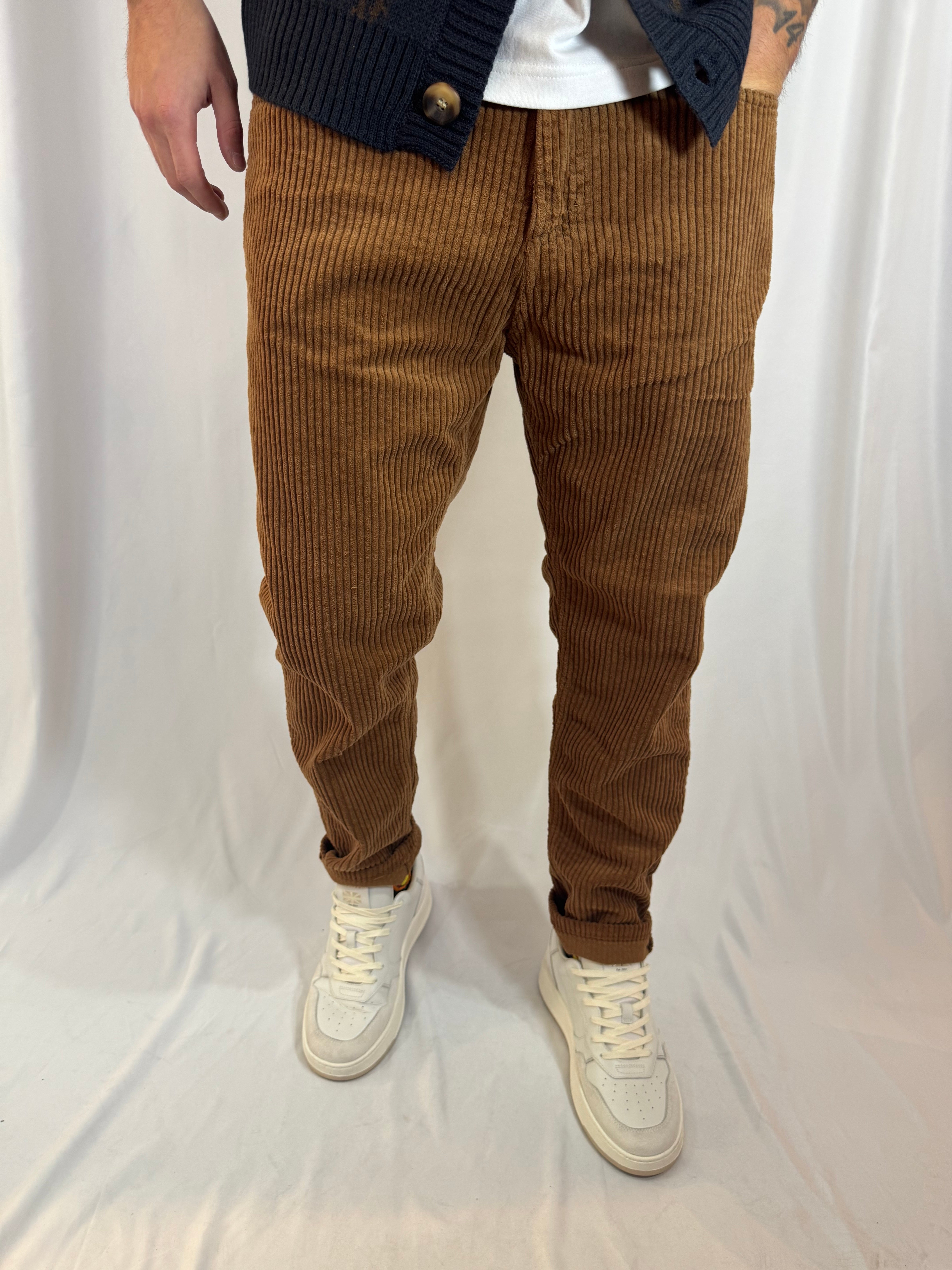 PANTALONE VELLUTO PONT CROPPED CAMMELLO