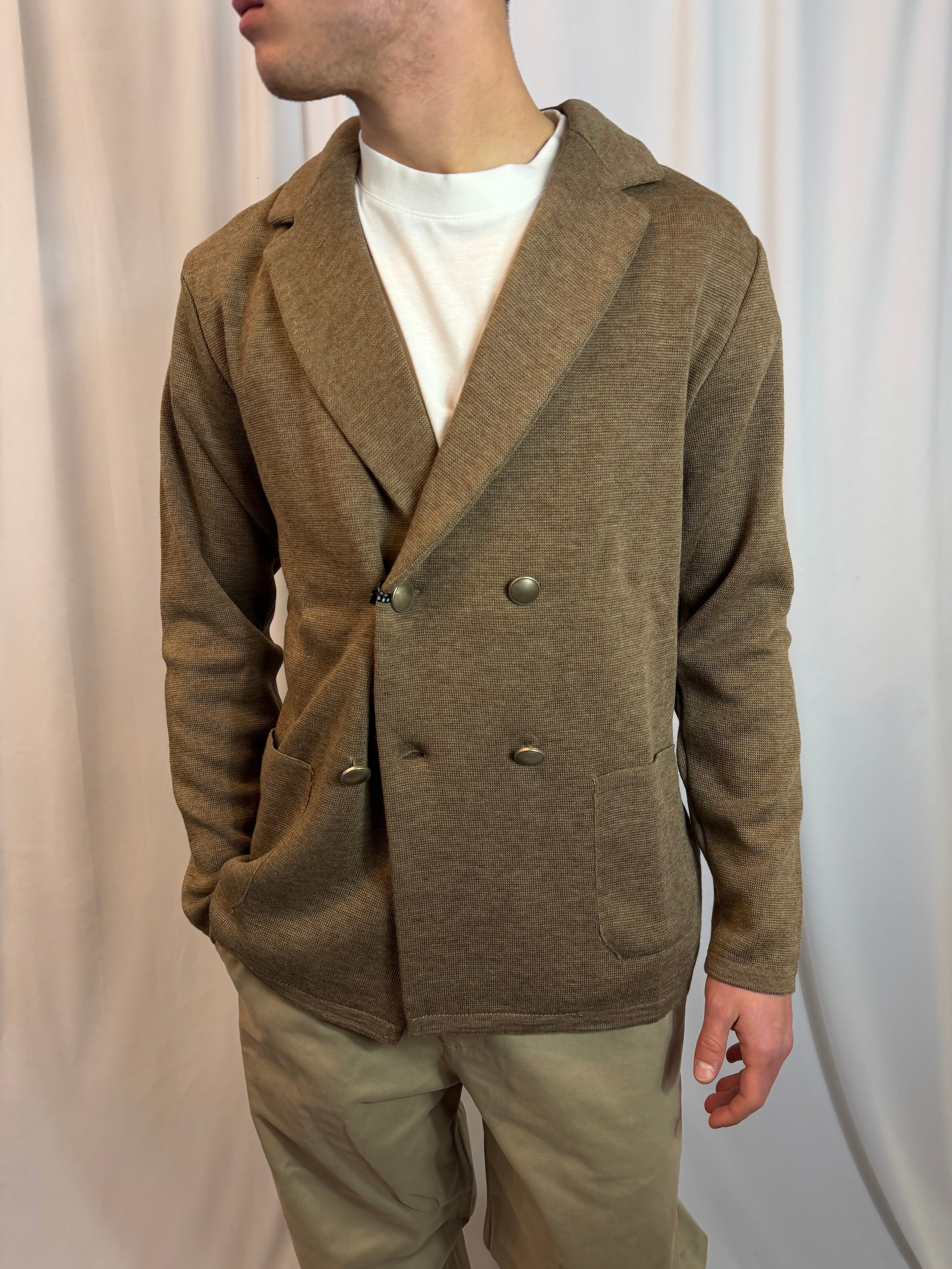 BLAZER IN MAGLIA DOPPIOPETTO CAMMELLO