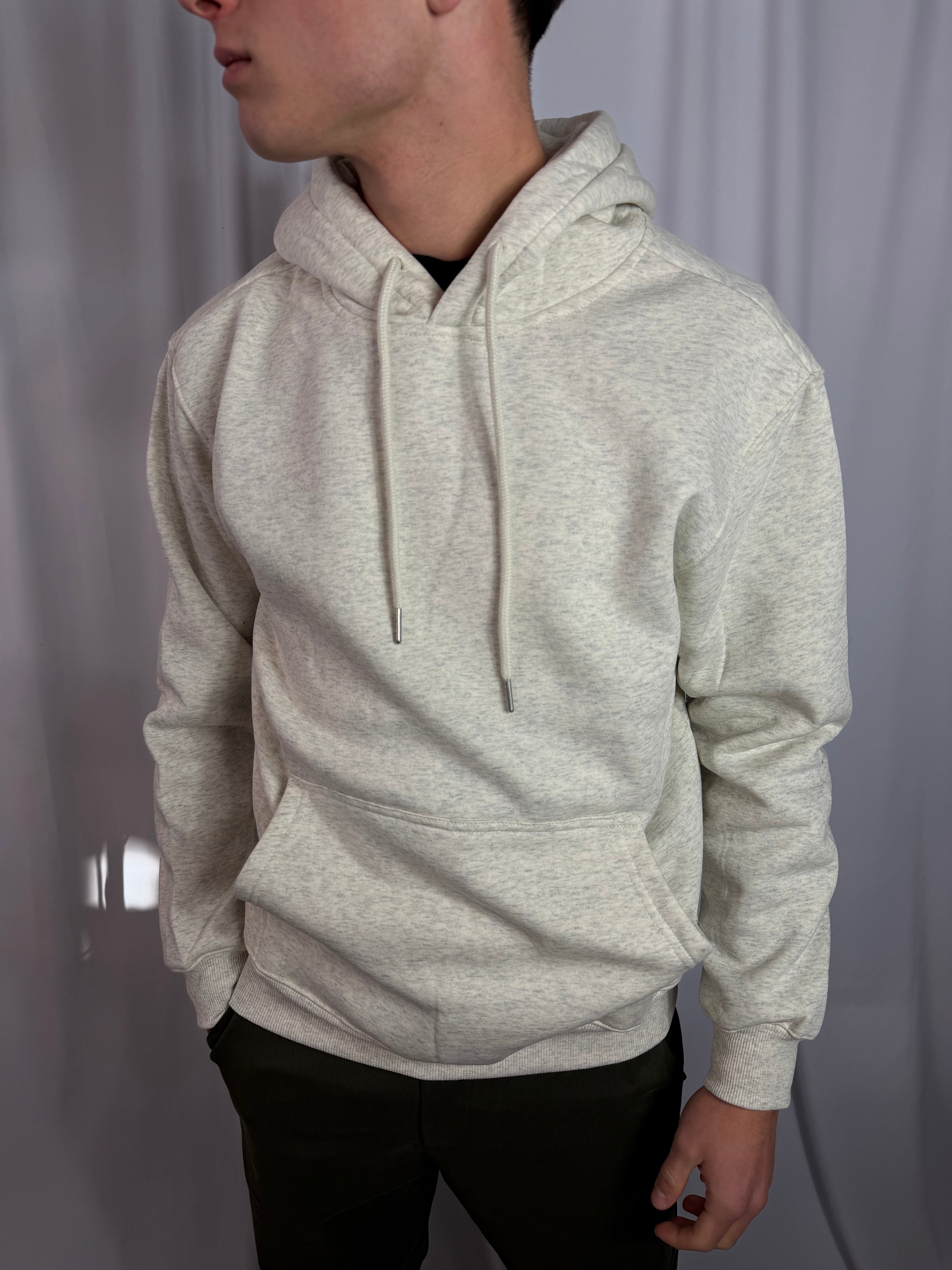 Felpa basic con cappuccio grigia