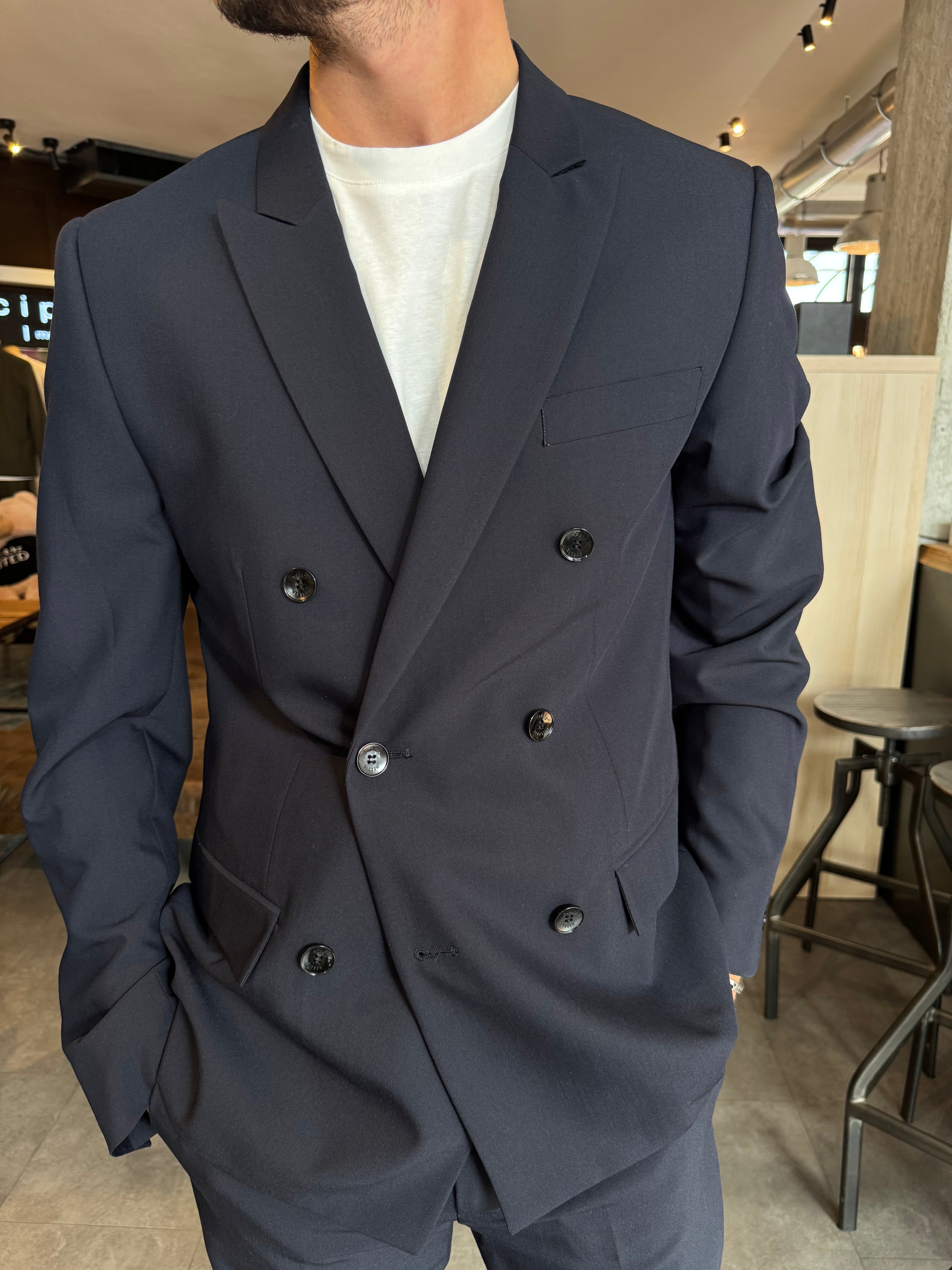 GIACCA BLU NOTTE DOPPIOPETTO MORATO