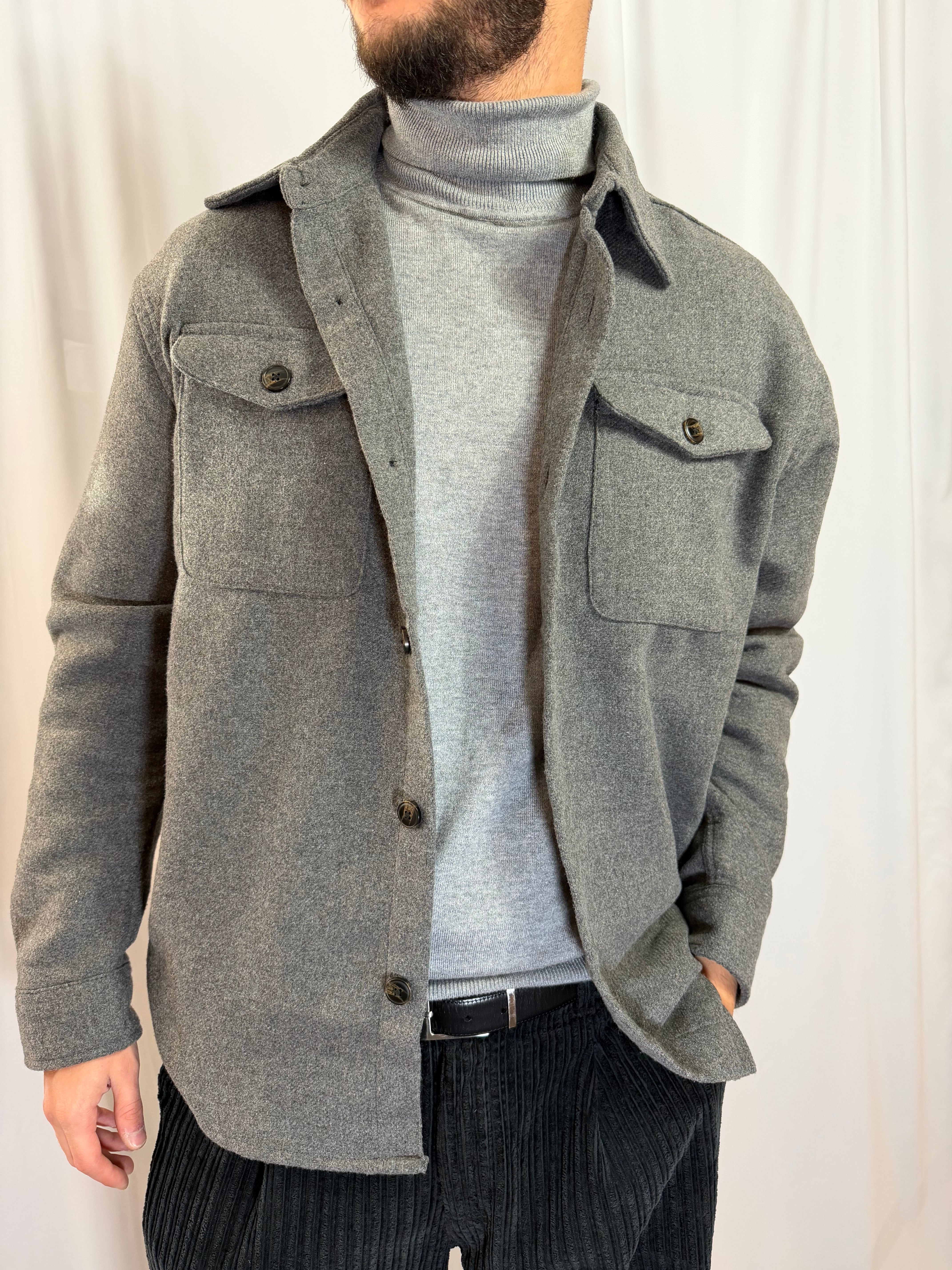 OVERSHIRT MISTO LANA SELECTED GRIGIA