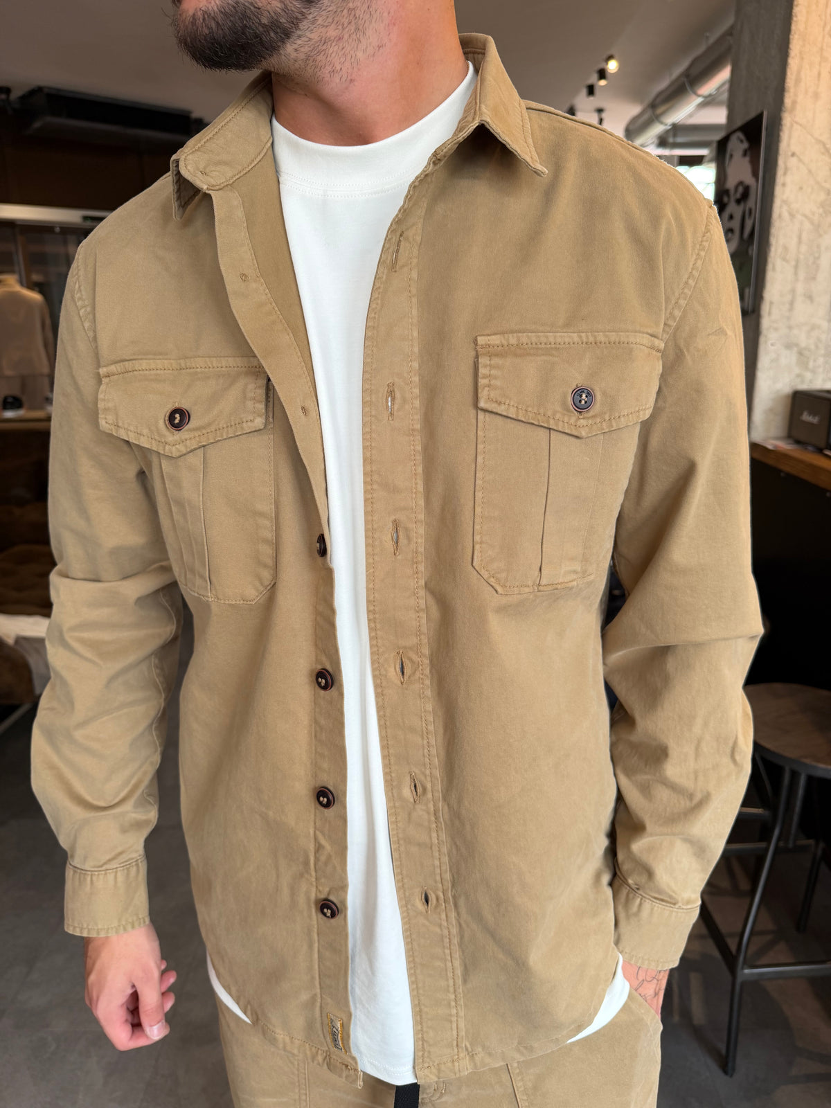 Overshirt militare Gabardina Clark