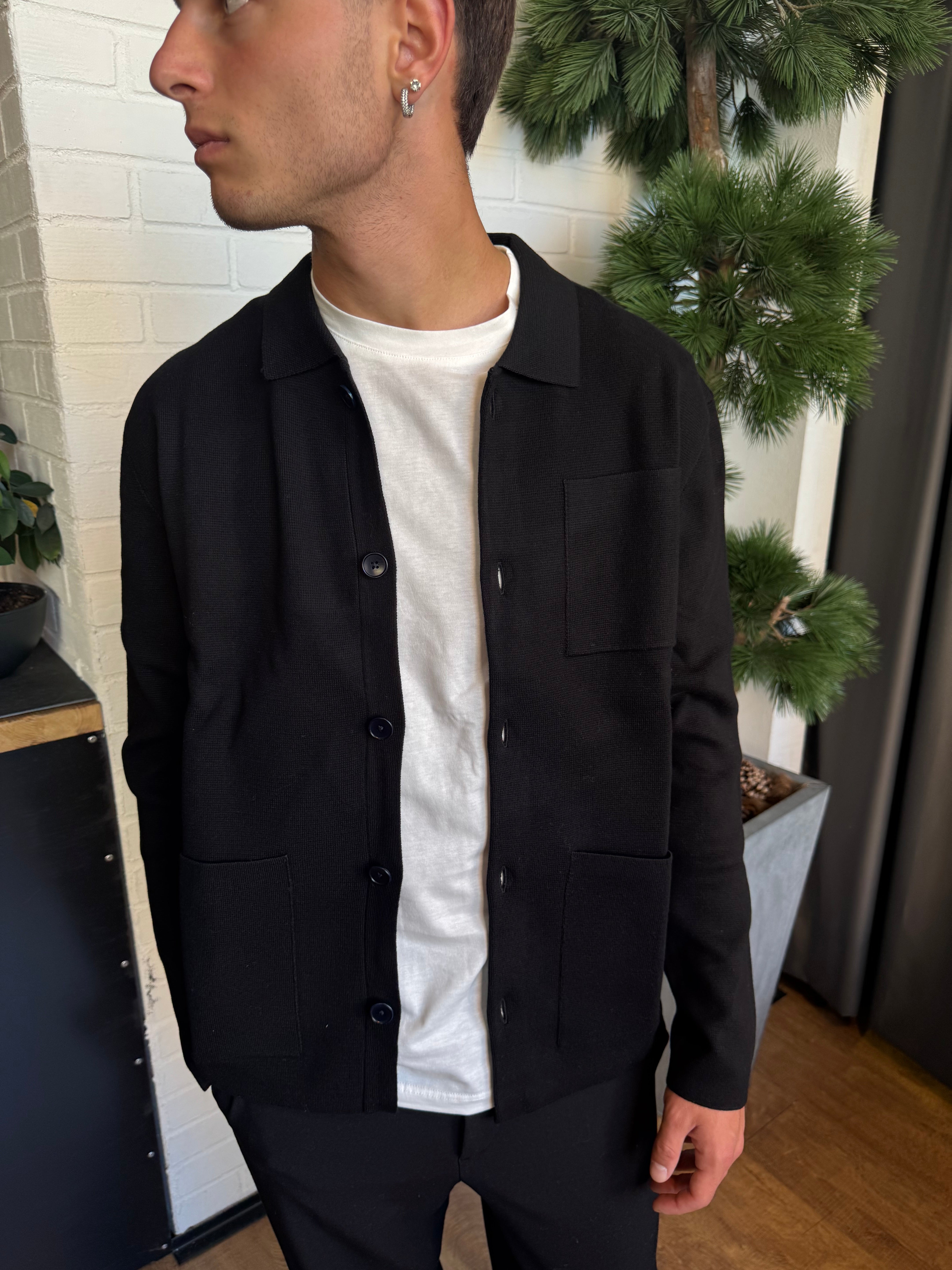 CARDIGAN IN MAGLIA SELECTED NERO