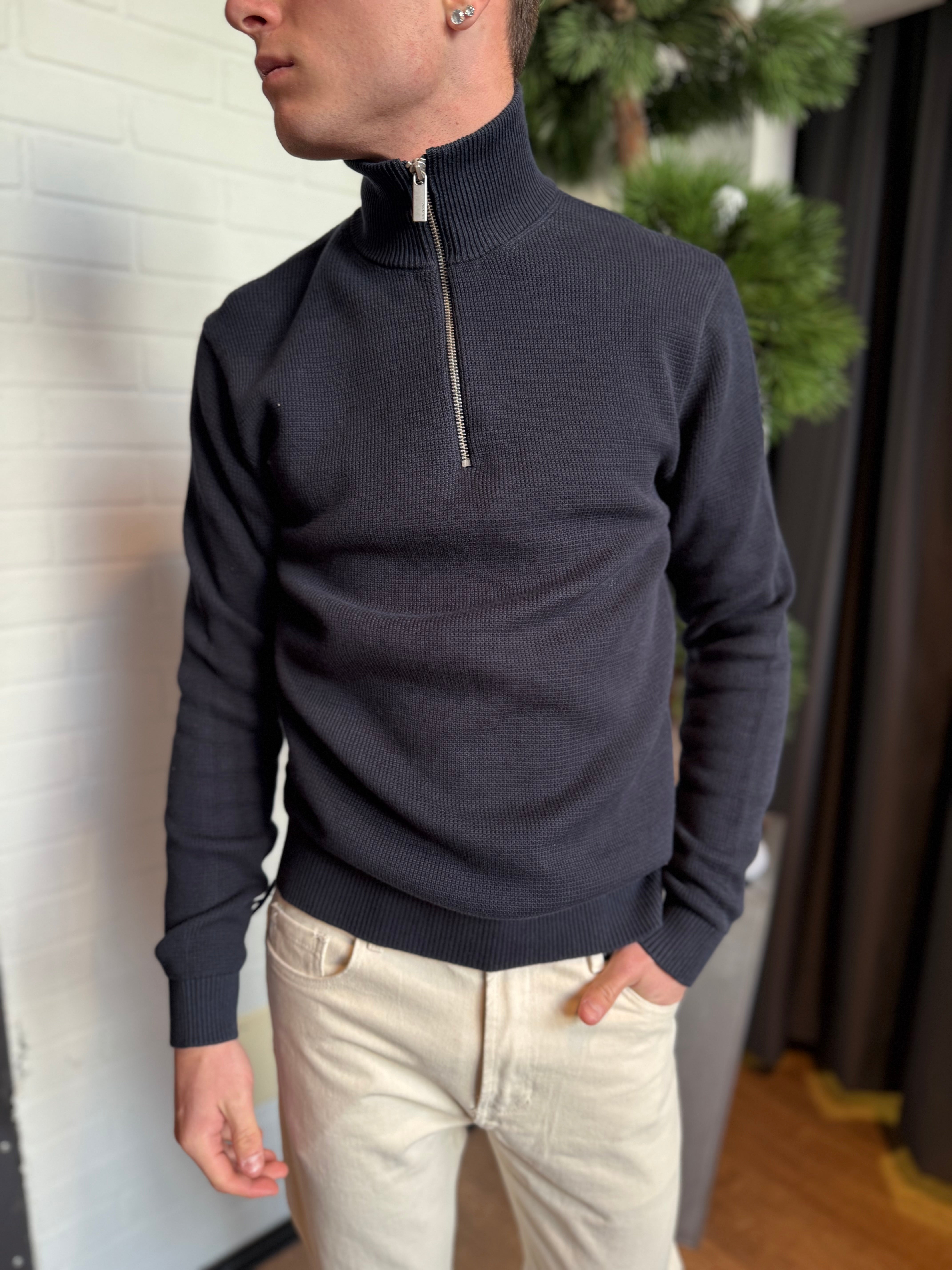 Maglione in cotone mezza zip (colori)
