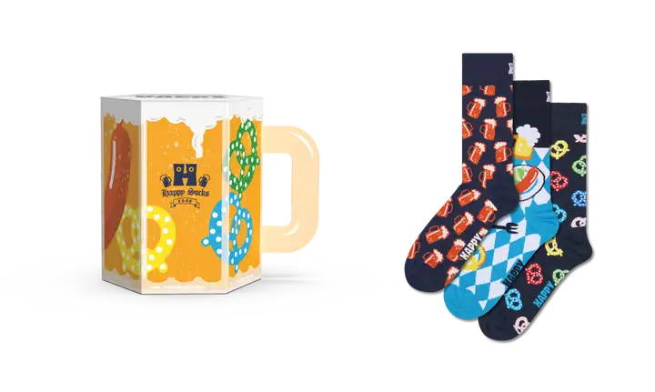 HAPPY SOCKS BEER GLASS GIFT SET 3PZ