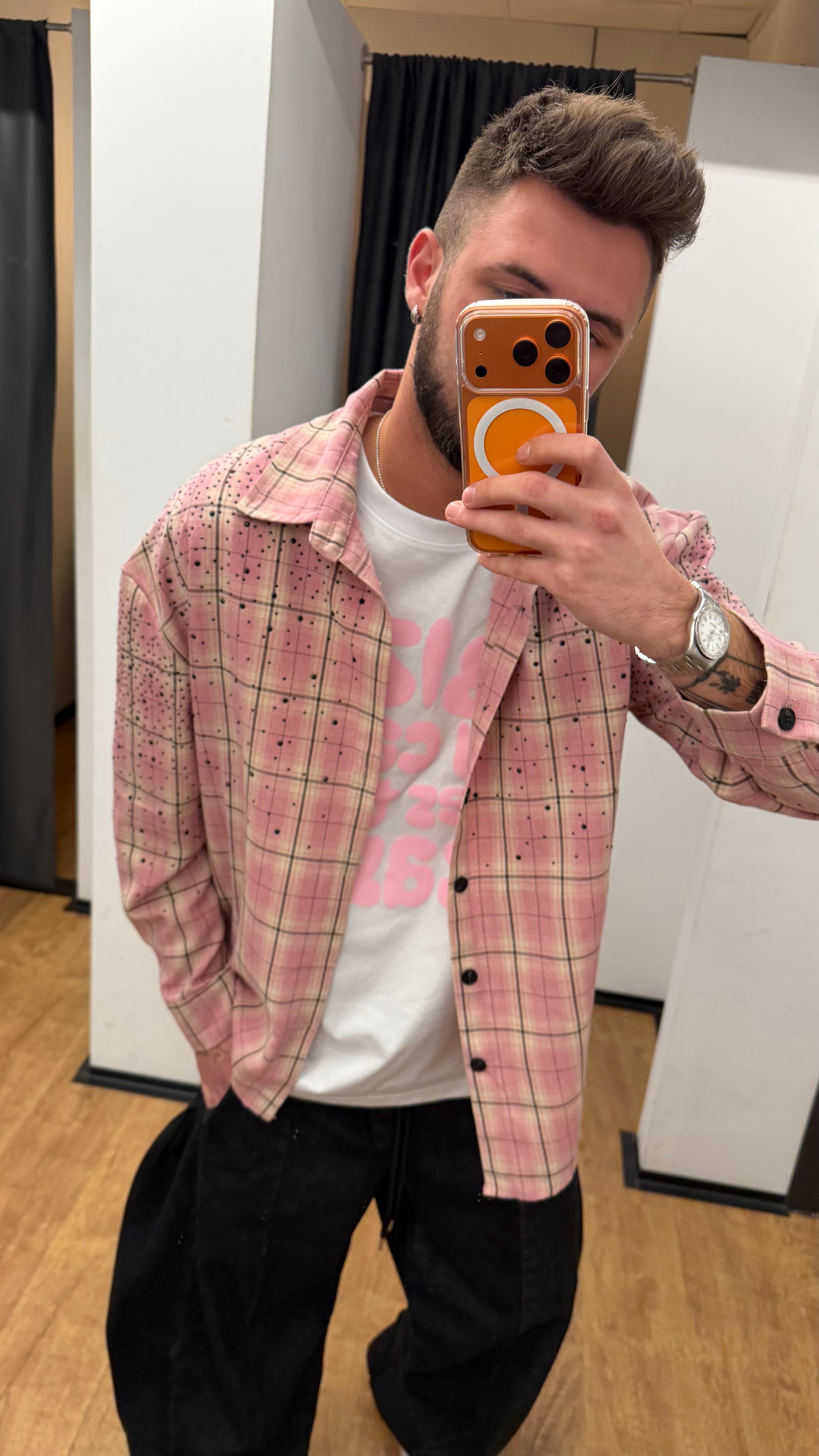 Camicia rosa con strass kutter