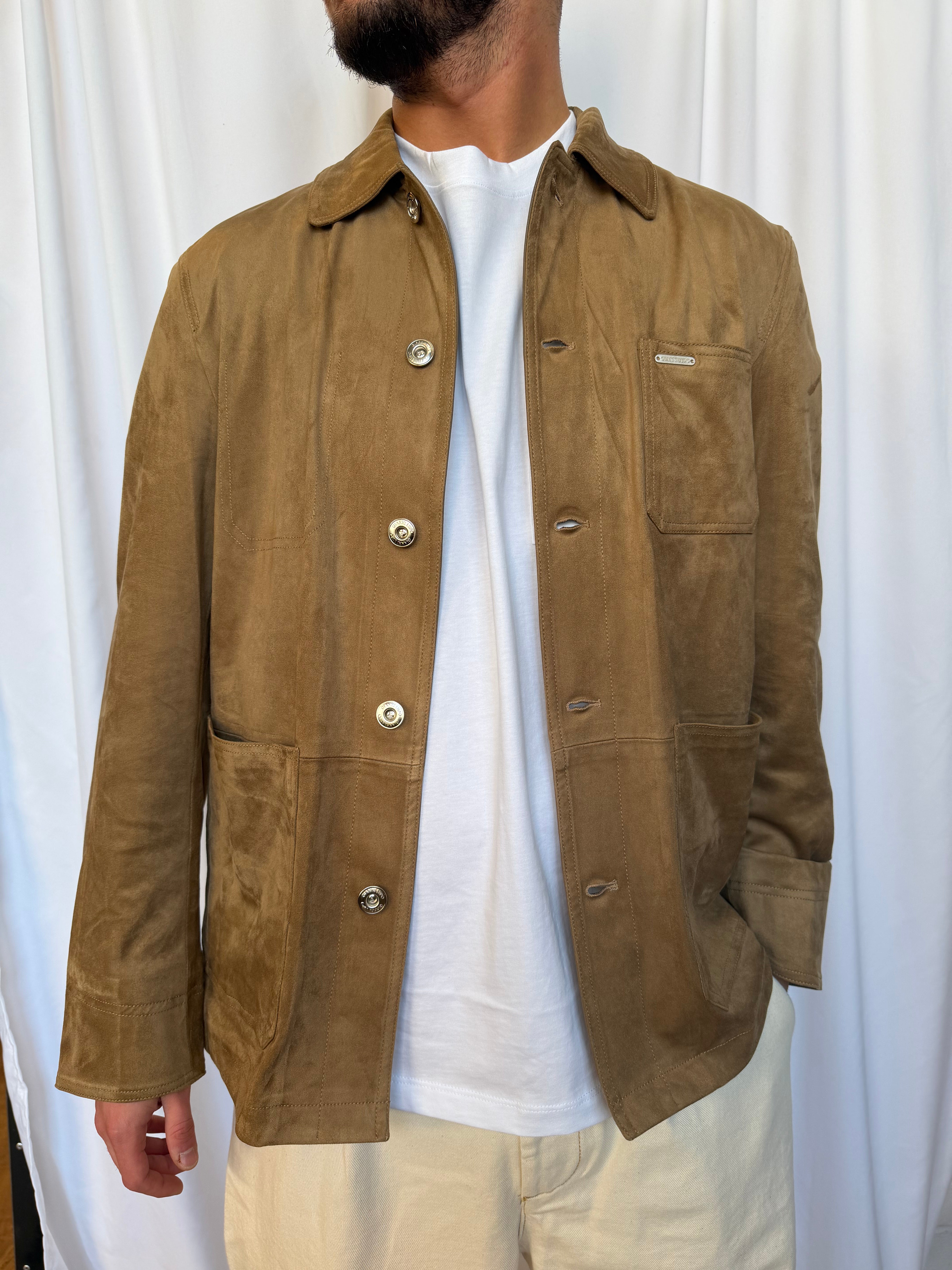 Overshirt scamosciata camel Gianni Lupo