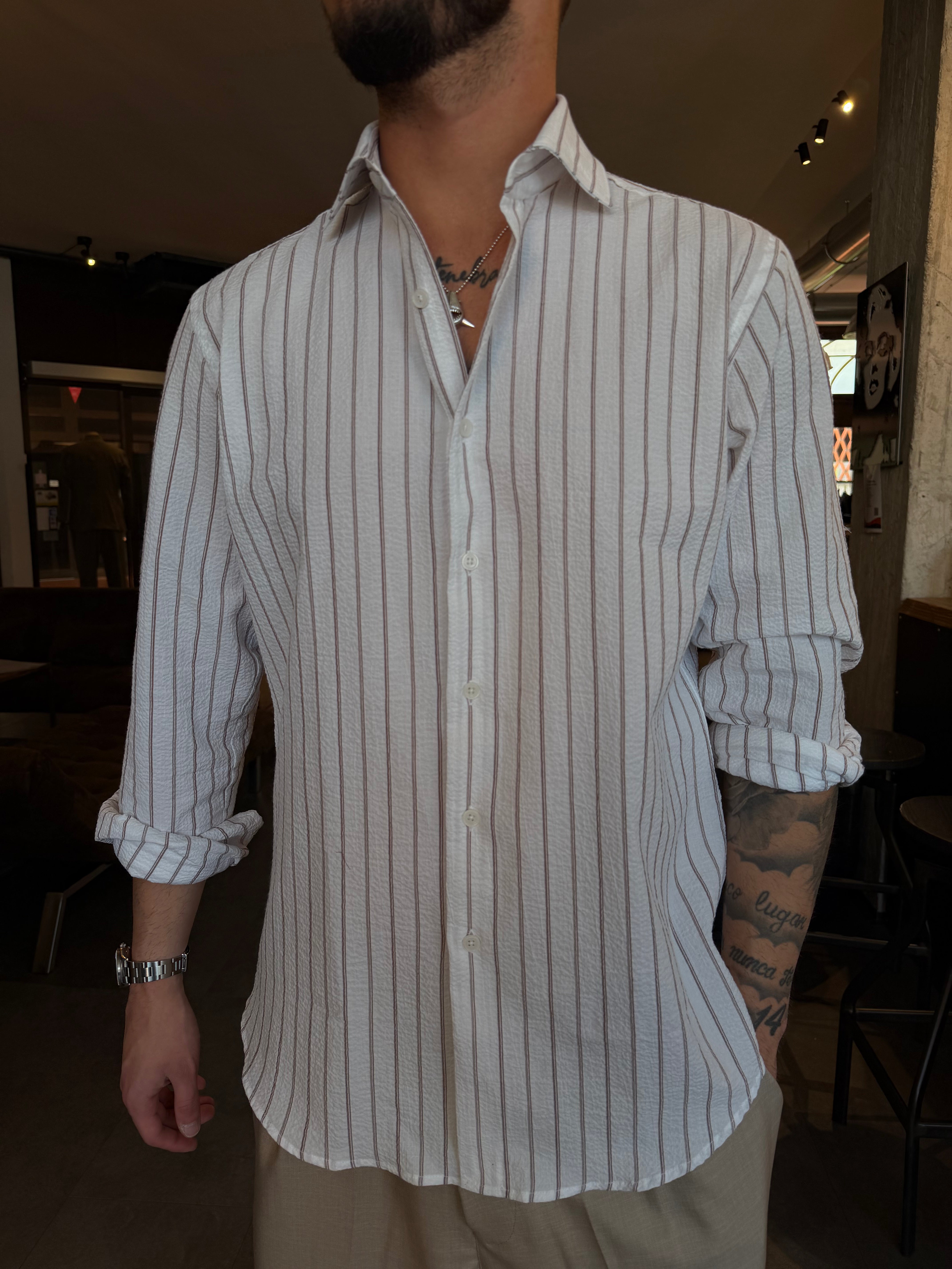 Camicia Bacchettata Sersaker