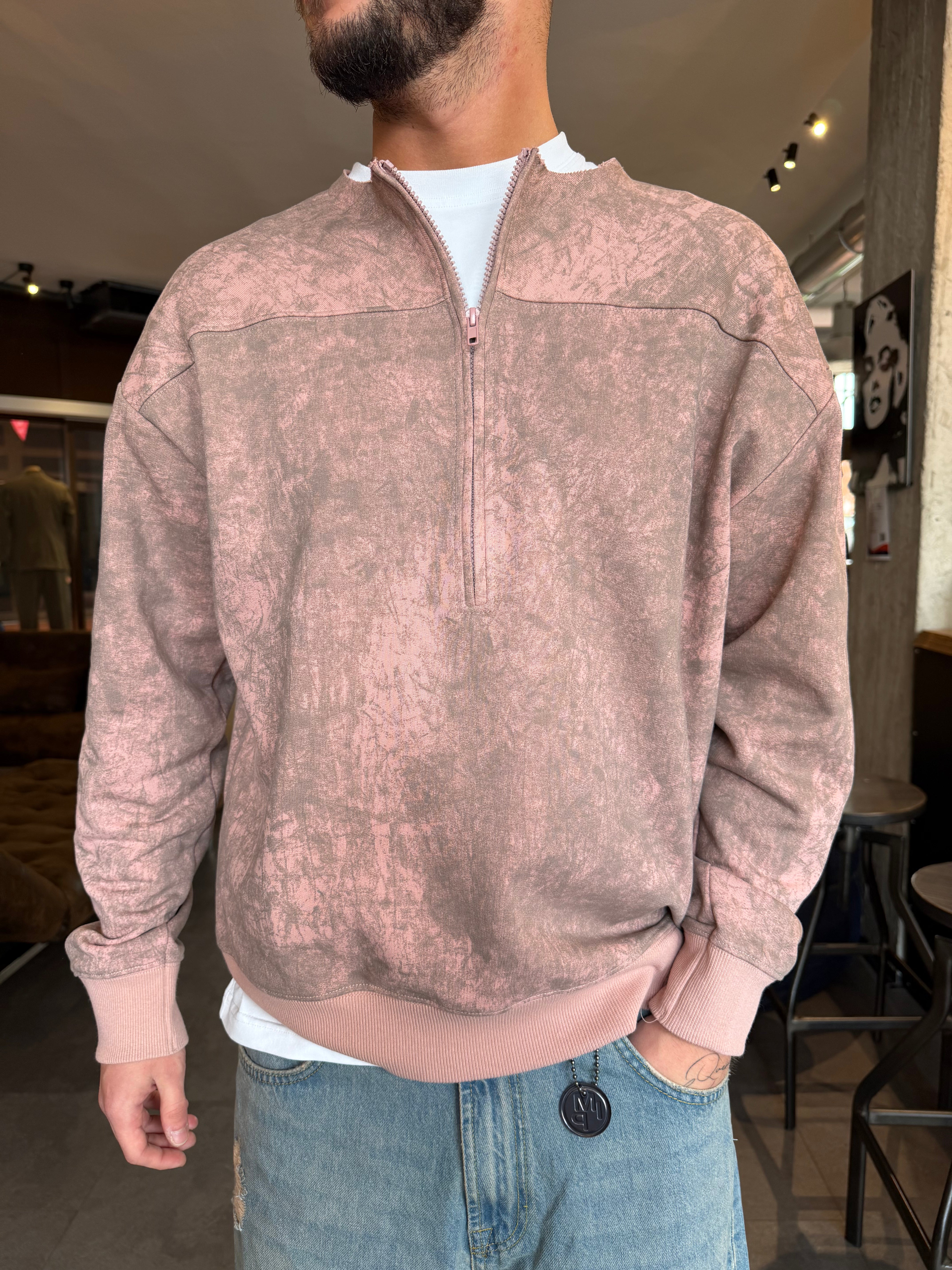 Felpa oversize  rosa con lavaggio Tie Dye Imperial