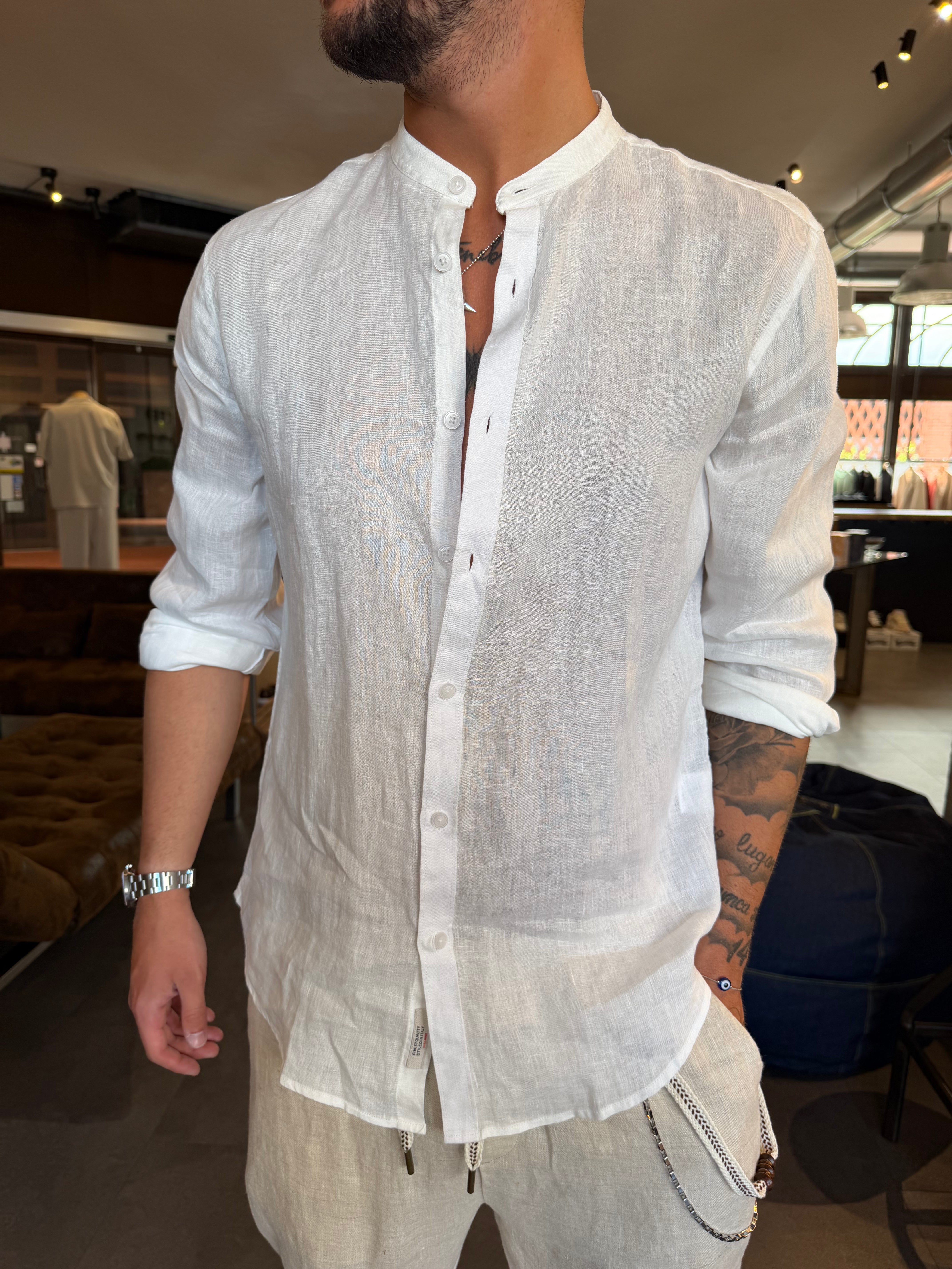 Camicia coreana in lino Gianni Lupo ( colori)