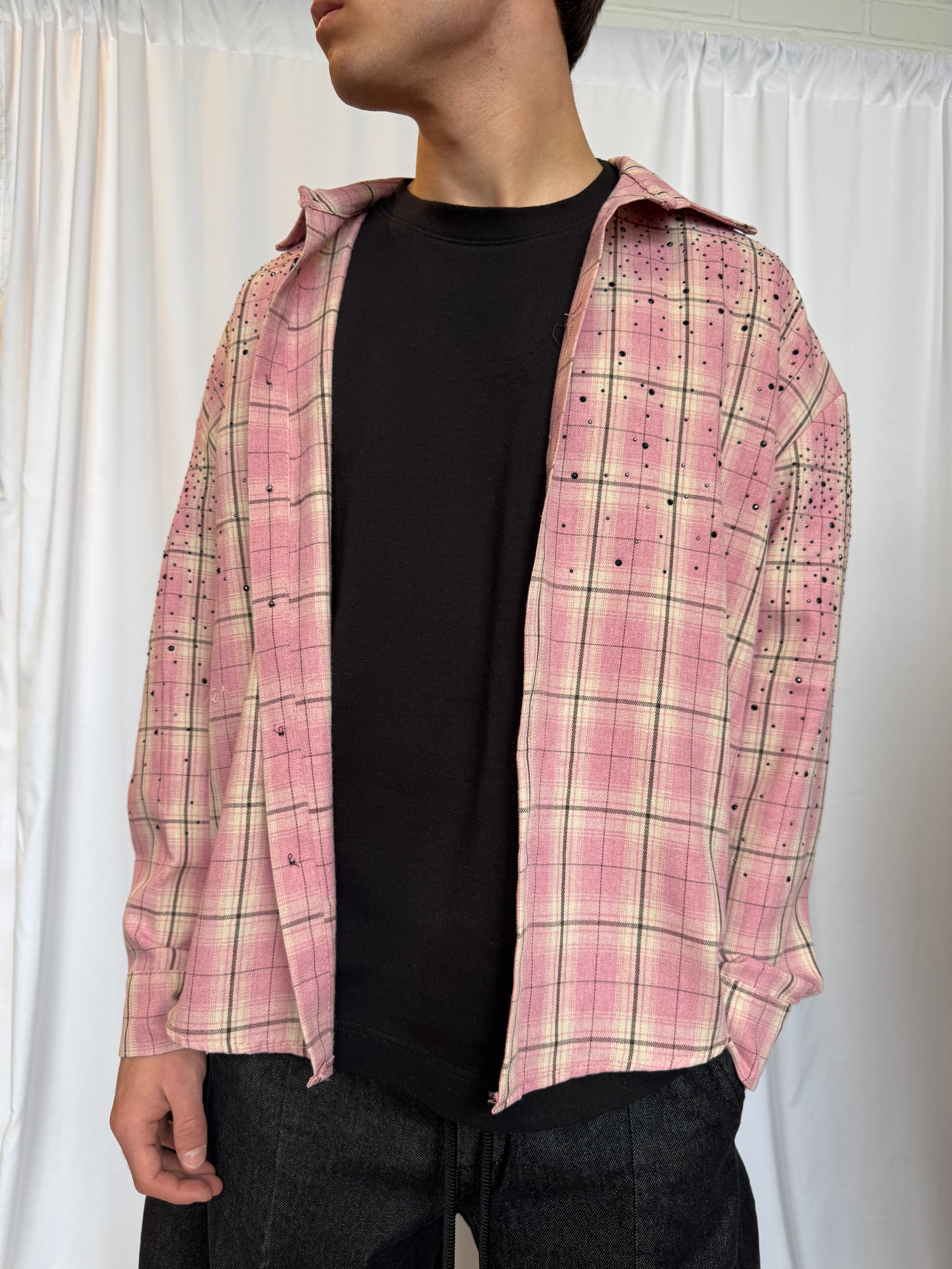 Camicia rosa con strass kutter